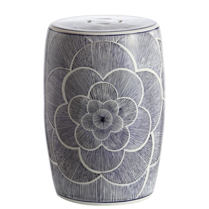 Camellia Ceramic Drum Garden Stool