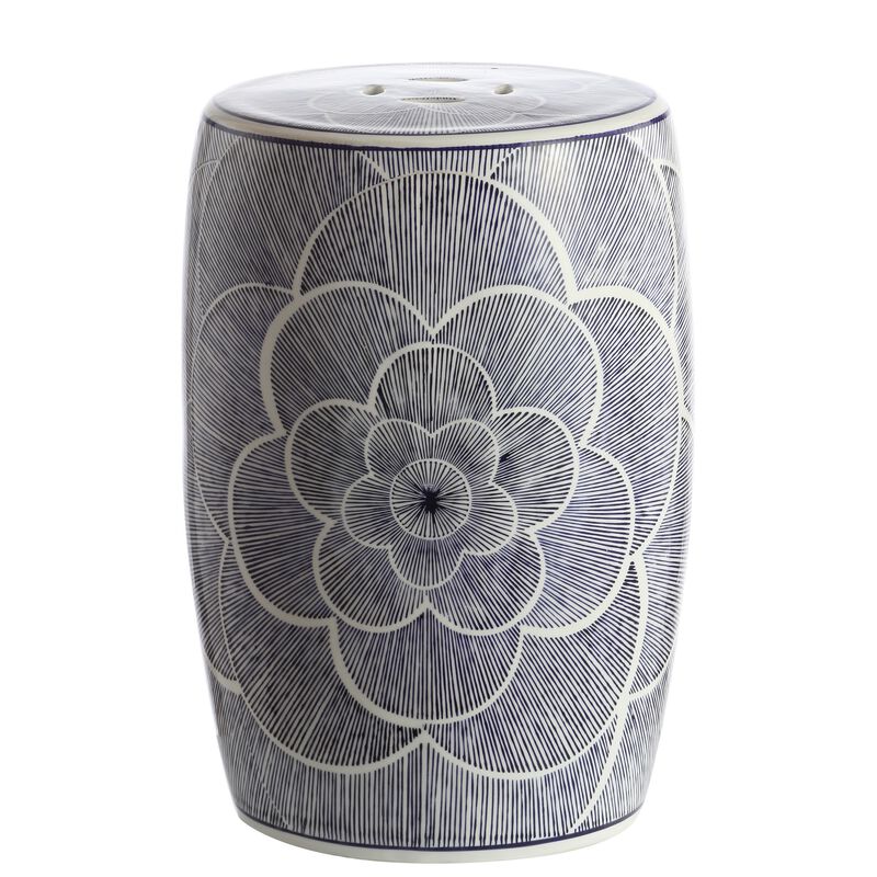 Camellia Ceramic Drum Garden Stool