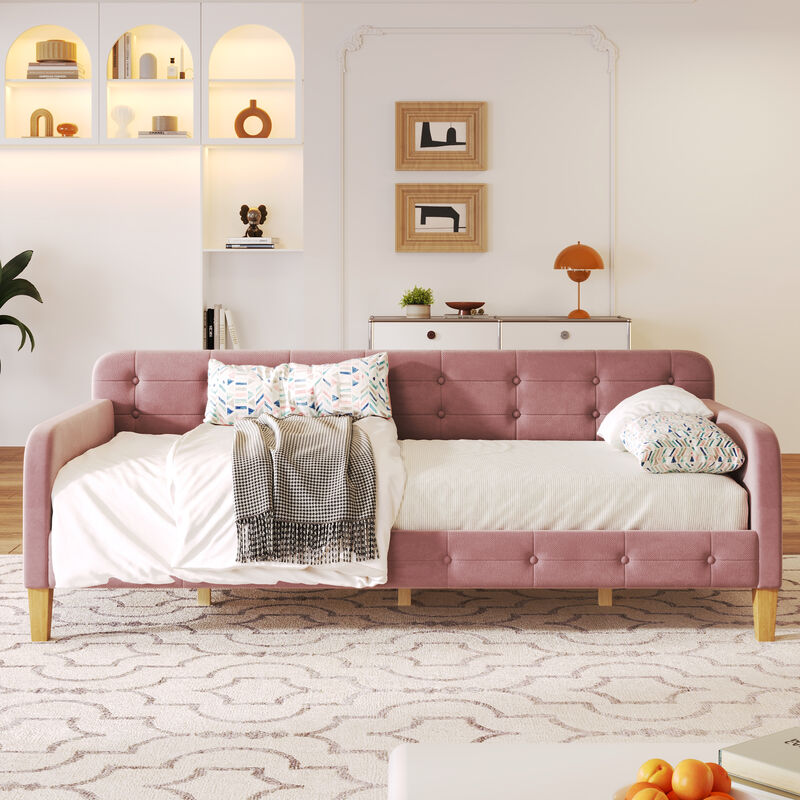 Merax Modern Upholstered Daybed with 4 Support Legs
