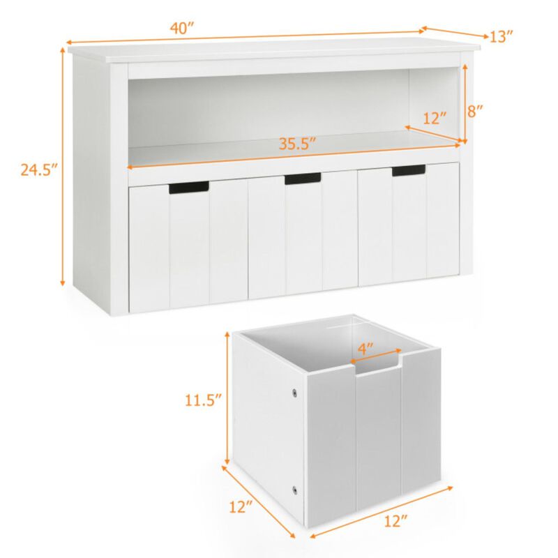 Hivvago Kid Toy Storage Cabinet 3 Drawer Chest with Wheels Large Storage Cube Shelf