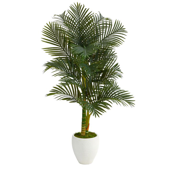 Hivvago 5 Feet Paradise Palm Artificial Tree in White Planter