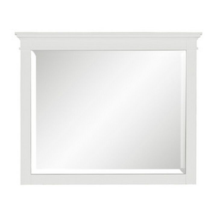 Candy 43 Inch Classic Accent Mirror, Rustic Minimalist Design, Crisp White-Benzara