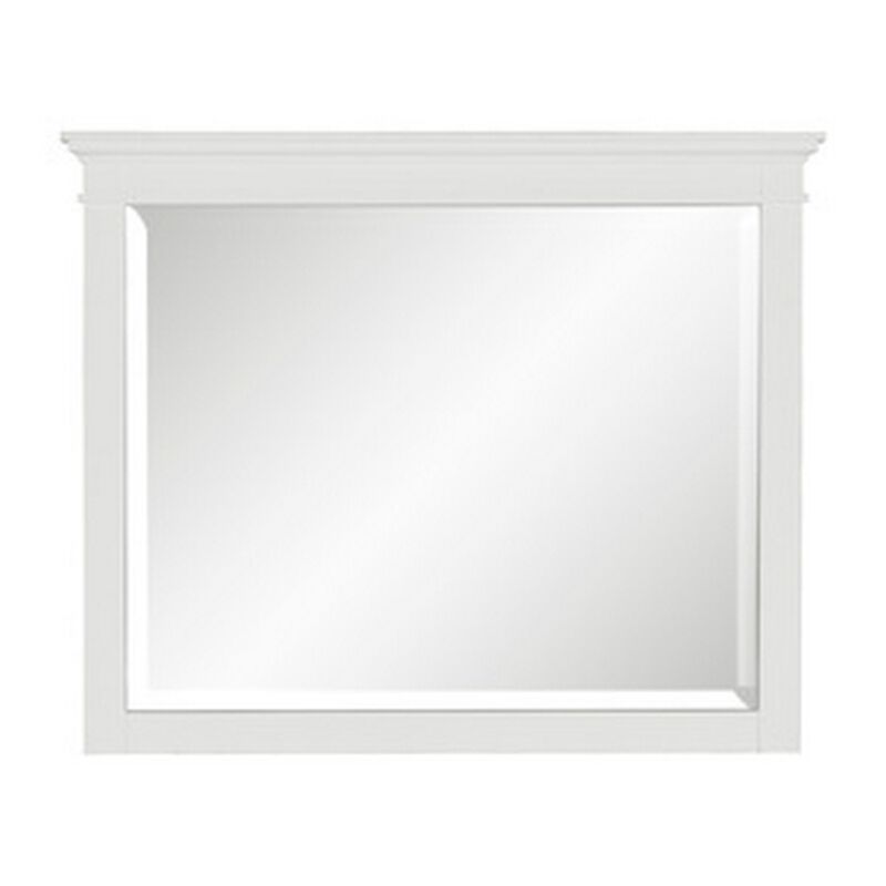 Candy 43 Inch Classic Accent Mirror, Rustic Minimalist Design, Crisp White-Benzara