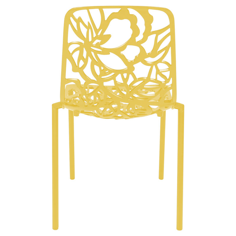 LeisureMod Devon Modern Indoor Outdoor Aluminum Dining Chair in Khaki Green