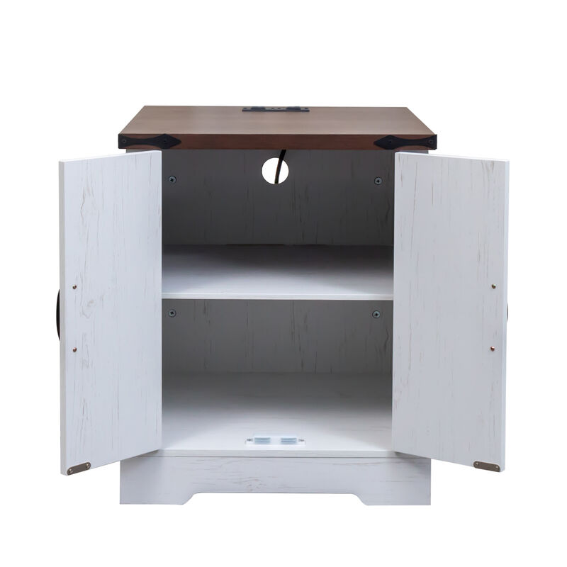 Merax Versatile Side Table End Table with Charging Statio