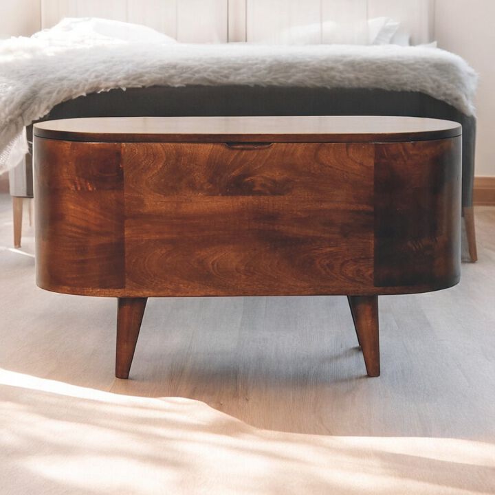 Artisan Furniture Solid Wood California Walnut Rounded Lid up Blanket Box