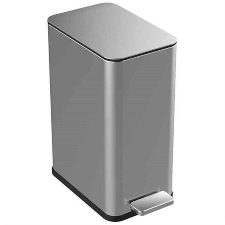 Slim 2.6 Gallon Step Trash Can – Stainless Steel Pedal Bin for Bathroom or Kitchen