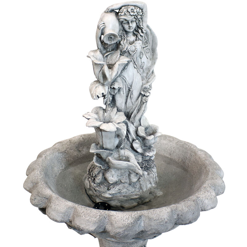 Sunnydaze Fairy Flower Solar Water Fountain with Battery Backup - 42 in