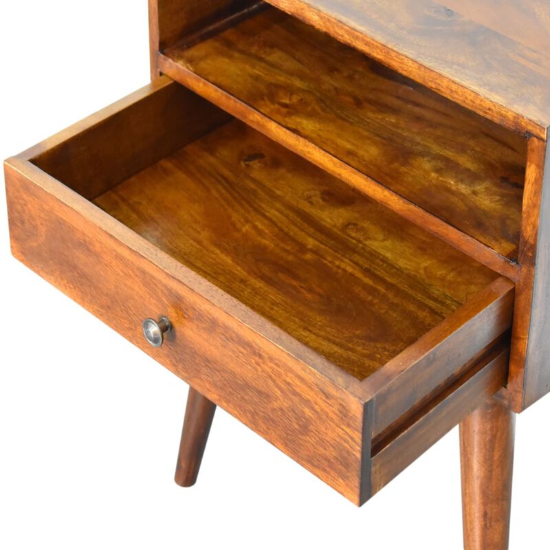 Modern Chestnut Solid Wood 1 Drawer  NightStand