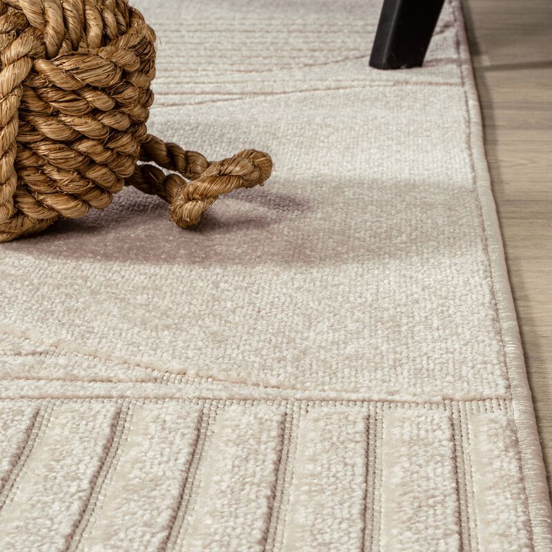 Nordby High-Low Geometric Arch Scandi Striped Indoor/Outdoor Area Rug