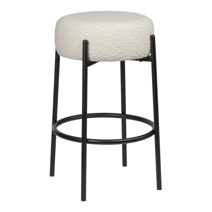 Paola Modern Minimalist Round Backless Metal/Vegan Leather Cushioned Counter Stool