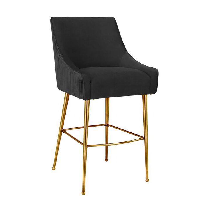 Belen Kox Opulent Black Velvet Counter Stool, Belen Kox