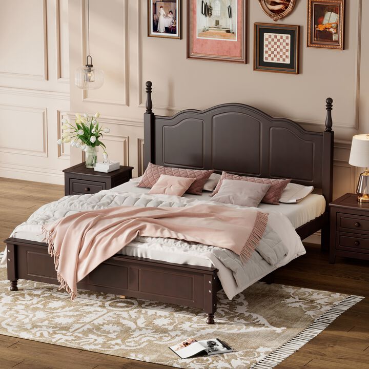Streamdale Retro Style Queen Size Wood Bed Frame with Slat Support