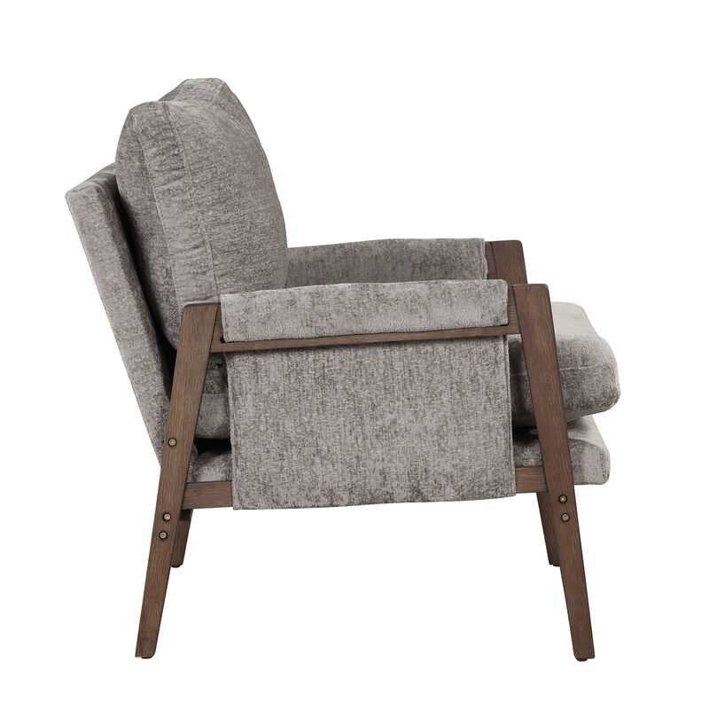 Mid-Century Modern Velvet Accent Chair,Leisure Chair with Solid Wood and Thick Seat Cushion
