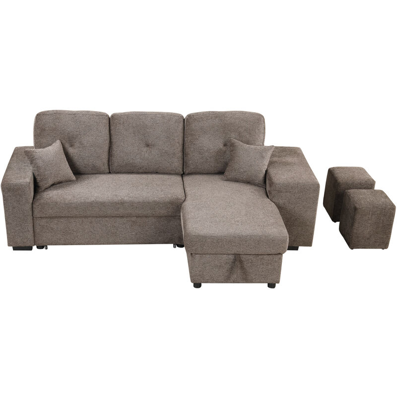 Knox Charcoal Sectional Sofa Bed with Storage Chaise