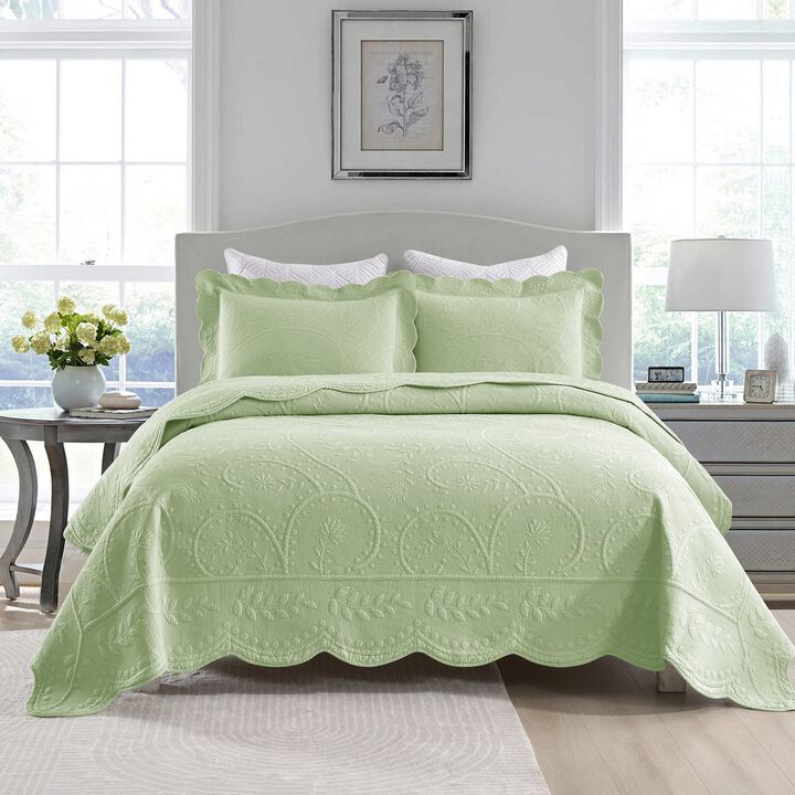 MarCielo 3 PCS 100% Cotton Oversized Bedspread Set Lightweight Quilt Set TX - King