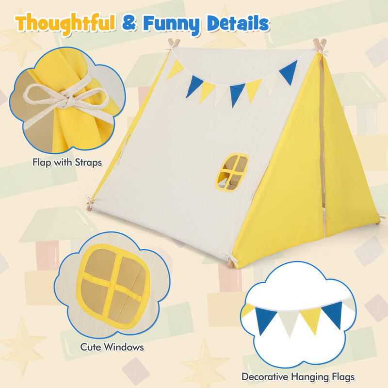 Kids Play Tent with Solid Wood Frame Holiday Birthday Gift & Toy for Boys & Girls