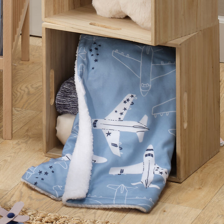 Bedtime Originals Little Aviator Blue/White Airplane Soft Fleece Baby Blanket