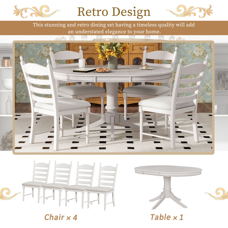 Merax 5-Piece Retro Functional Dining Table Set
