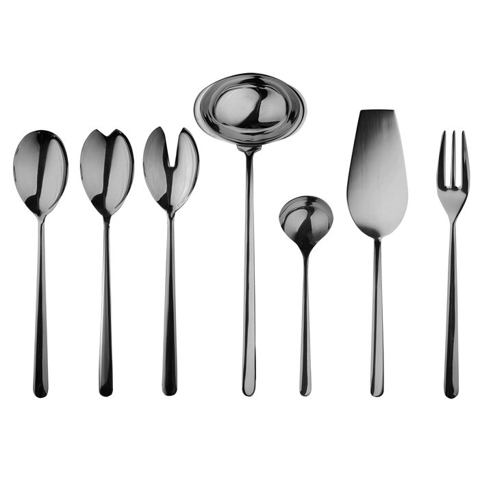 Linea 7 Piece Black Gold Serving Set