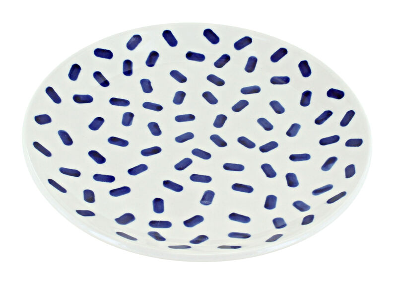 Blue Rose Polish Pottery Grapes Dessert Plate with Cobalt Trim