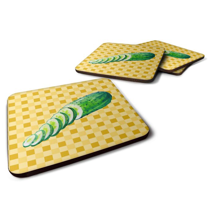 Caroline's Treasures Cucumber on Basketweave Decorative coasters, 3.5, Multicolor