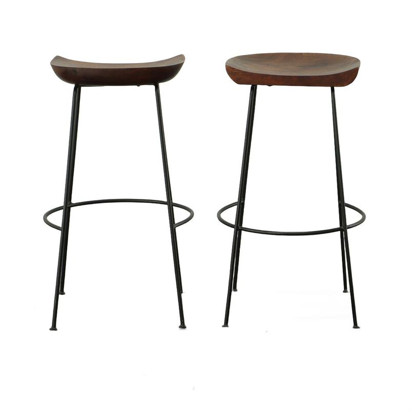 Carolina Living Diya 30.5 Barstool - Set of 2 - Chestnut Seat - Black Base
