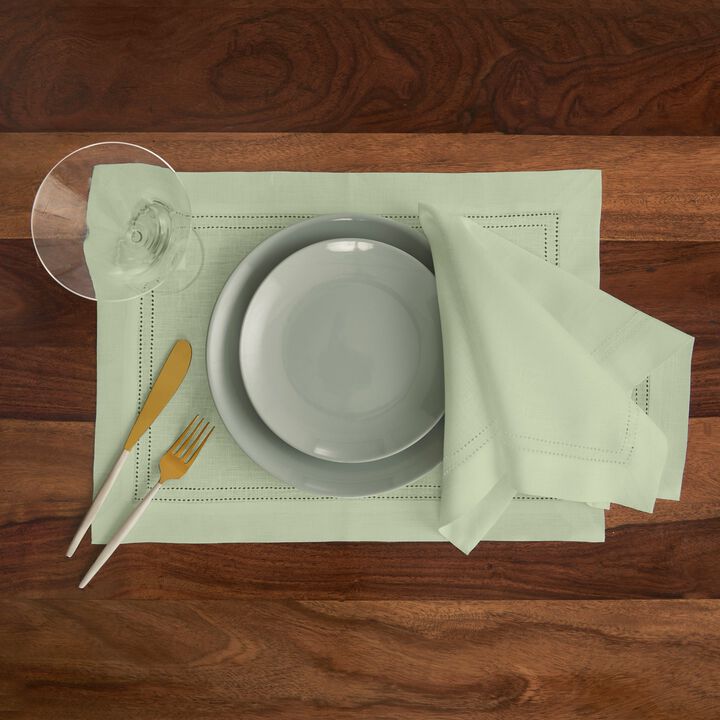 Solino Home 100% Pure Linen Double Hemstitch Dinner Napkins 20 x 20 Inch Set of 4