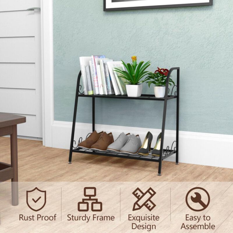 Hivvago 2-tier Patio Metal Plant Stand