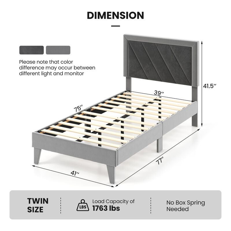 Platform Bed with High Headboard and Wooden Slats