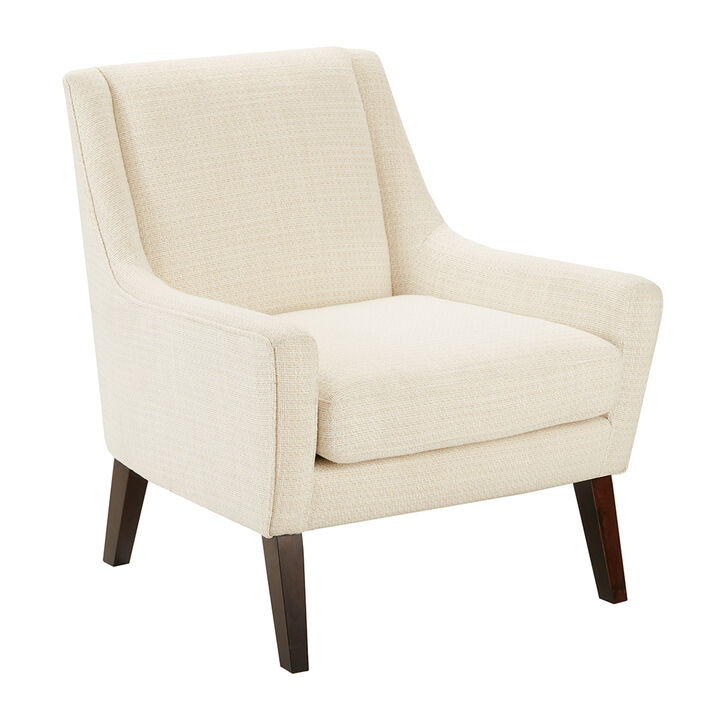 Gracie Mills Barker Morocco Wood Finish Accent Chair with Cream Fabric