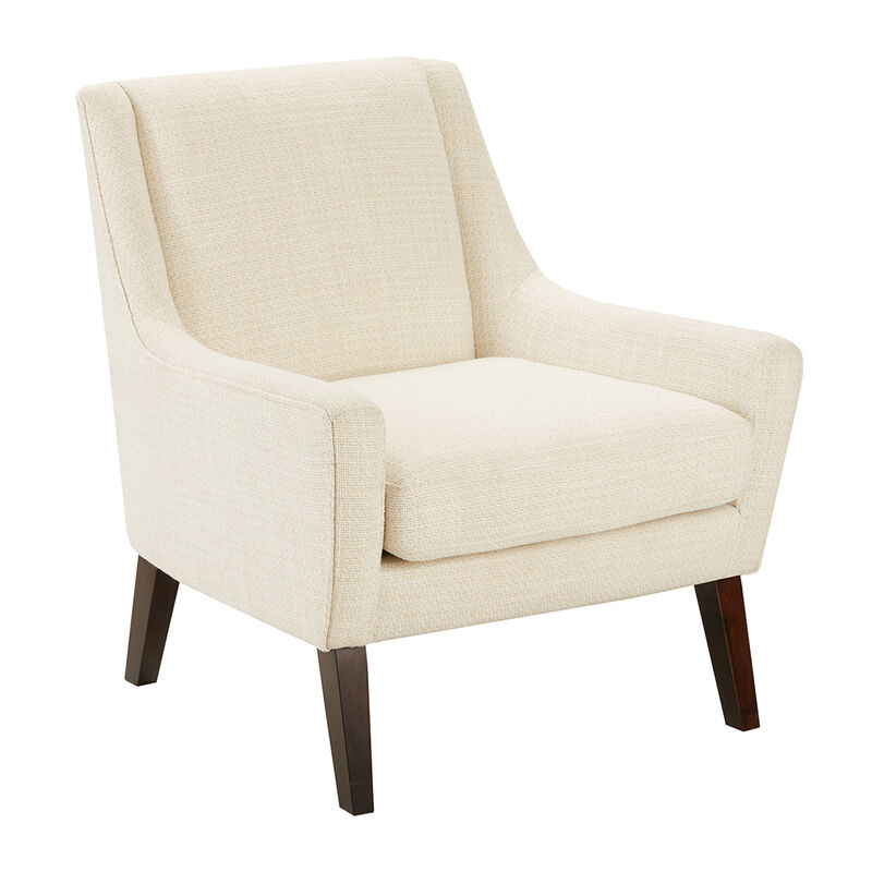 Gracie Mills Barker Morocco Wood Finish Accent Chair with Cream Fabric