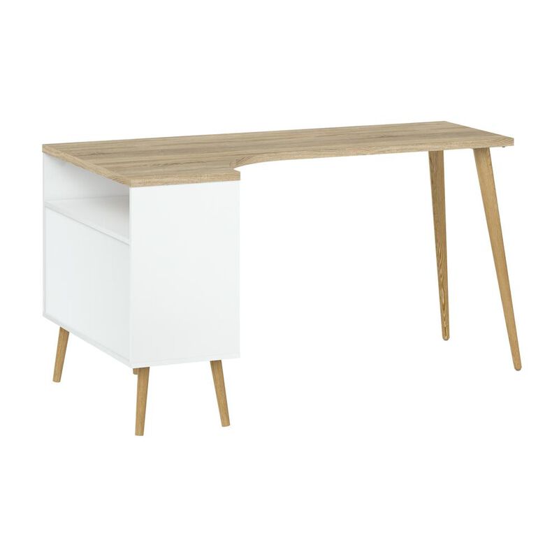 Tvilum Diana 2 Drawer, 3 Shelf Desk, White/Oak Structure