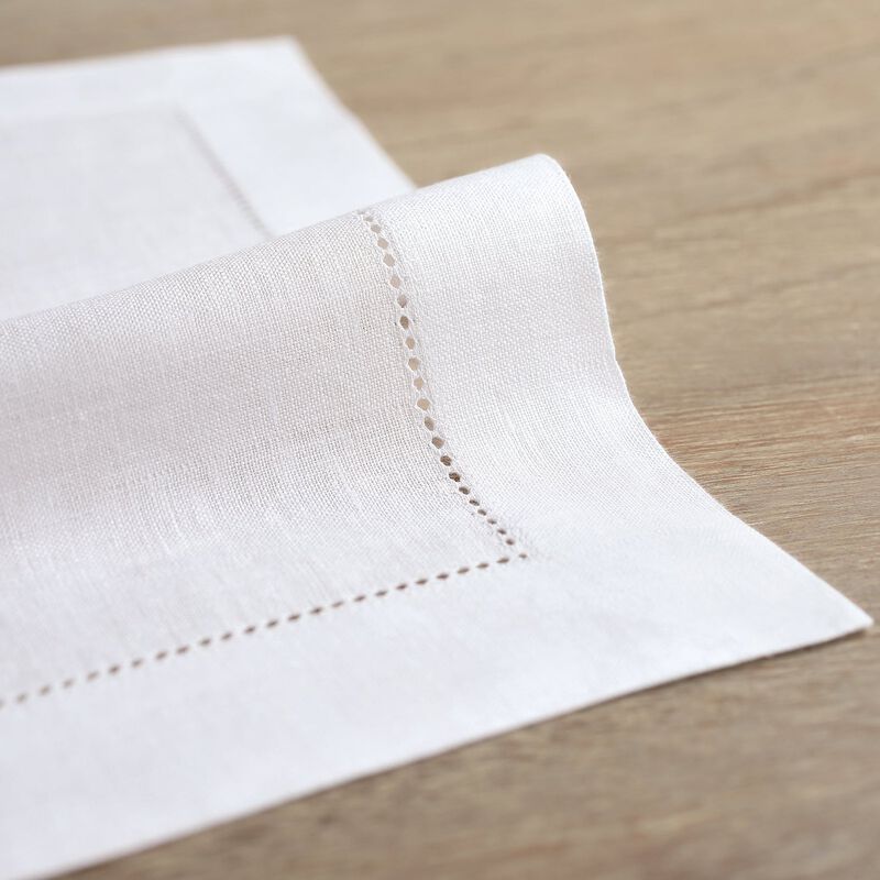 Solino Home 100% Pure Linen Placemats Set of 6 - 14 x 19 Inch | Classic Hemstitch