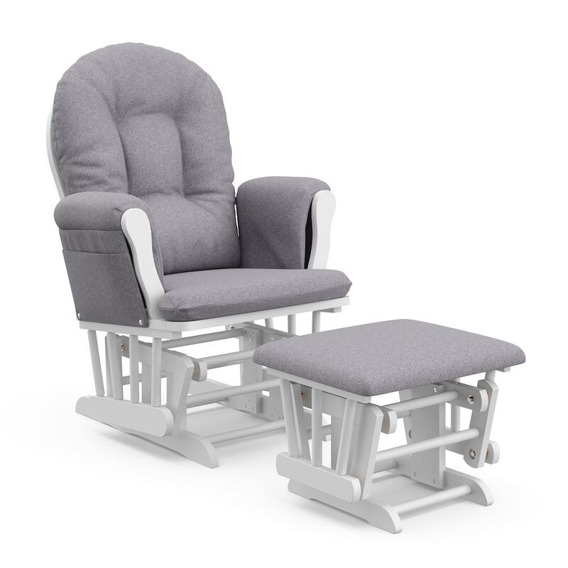 Storkcraft Hoop Glider and Ottoman - White with Gray Swirl