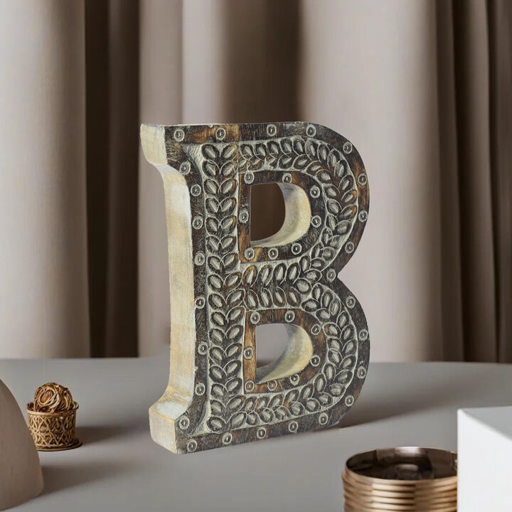 Vintage Gray Handmade Eco-Friendly "B" Alphabet Letter Block For Wall Mount & Table Top D�cor