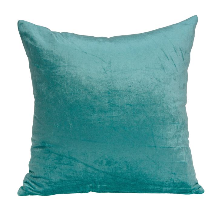 22" Blue Handloom Solid Throw Pillow