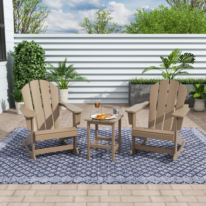 WestinTrends 3-Piece Outdoor Patio Rocking Adirondack Chairs with Side Table Set