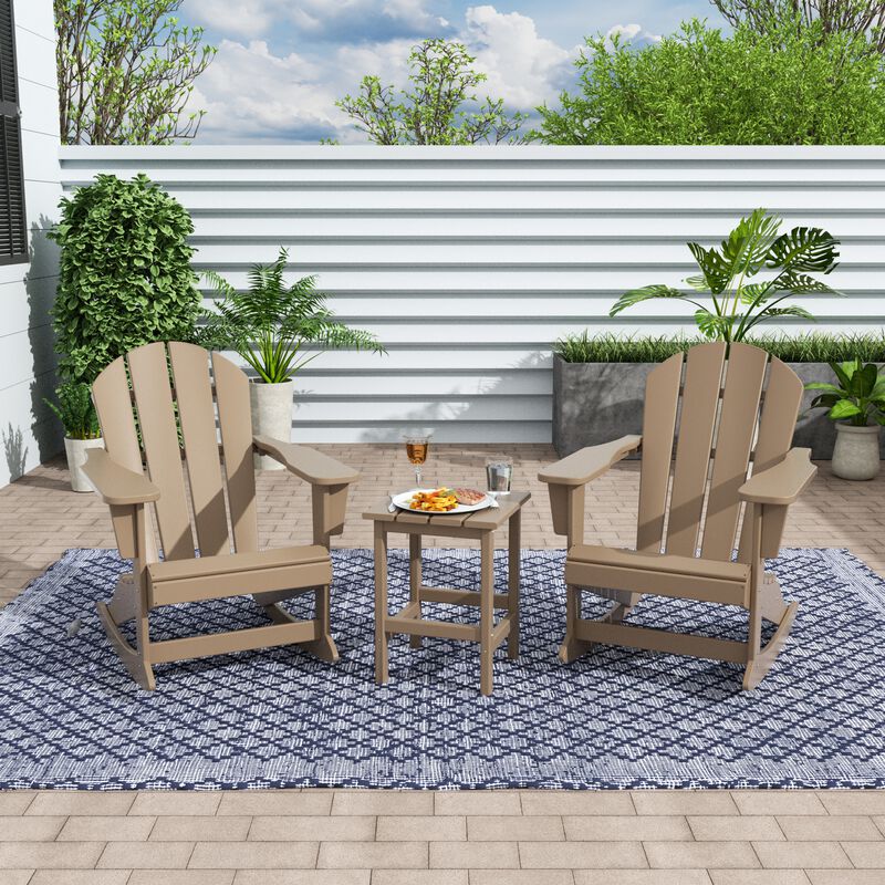 WestinTrends 3-Piece Outdoor Patio Rocking Adirondack Chairs with Side Table Set