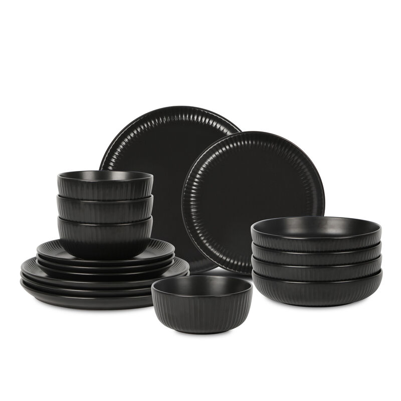 Stone Lain Logan Stoneware 16 Piece Dinnerware Set with Pasta Bowls