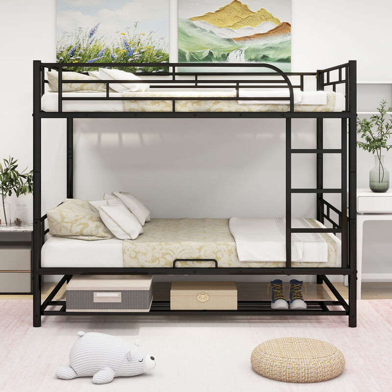 Merax Metal Bunk Bed with Shelf and Guardrails