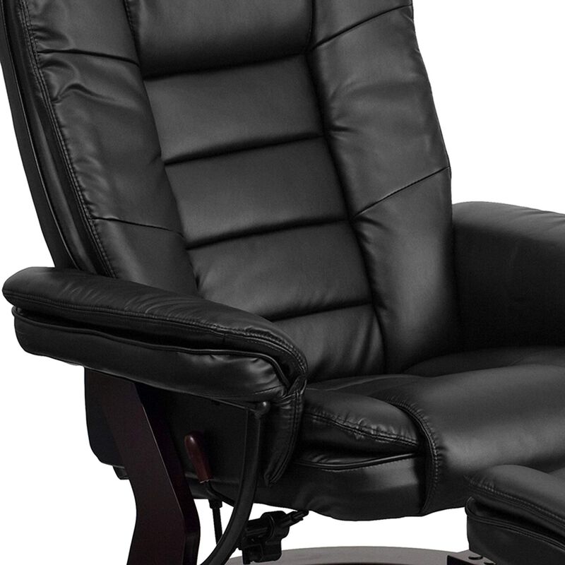 Flash Furniture Bali Contemporary Multi-Position LeatherSoft Recliner Chair with Ottoman, 360-Degree Swivel Recliner Chair and Ottoman Set, Black
