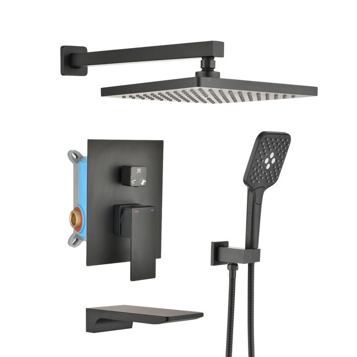 Wall Mounted Shower System with Handheld and Rainfall Shower Heads