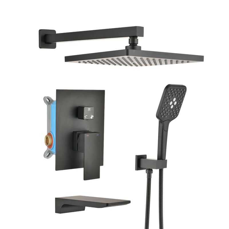 Wall Mounted Shower System with Handheld and Rainfall Shower Heads