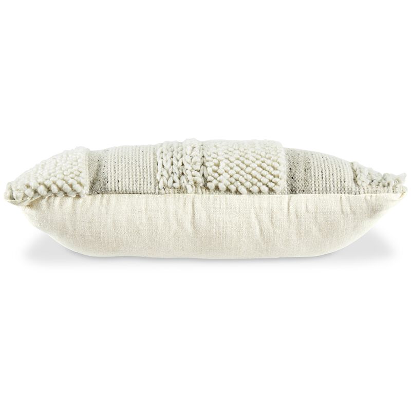 Lumbar Pillow Set of 4, 14 x 22 Inch, Polyester, Handwoven Beige Cotton -