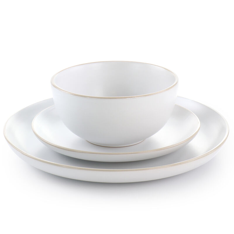 Gibson Home Rockaway 12 Piece Stoneware Dinnerware Set in White