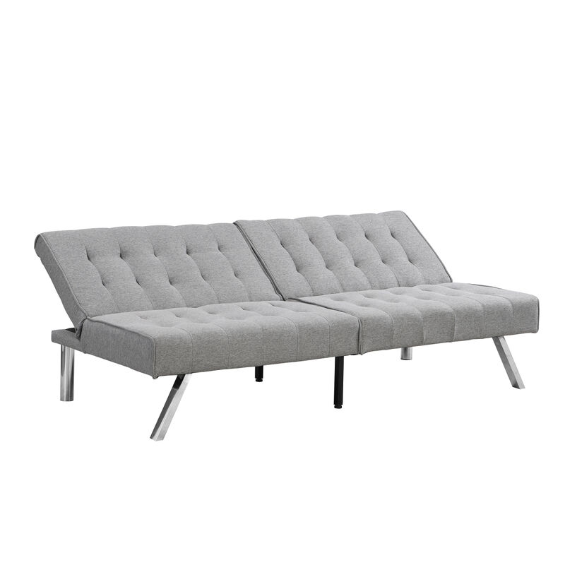Wood Frame, Stainless Leg, Futon, Sofa Bed Grey