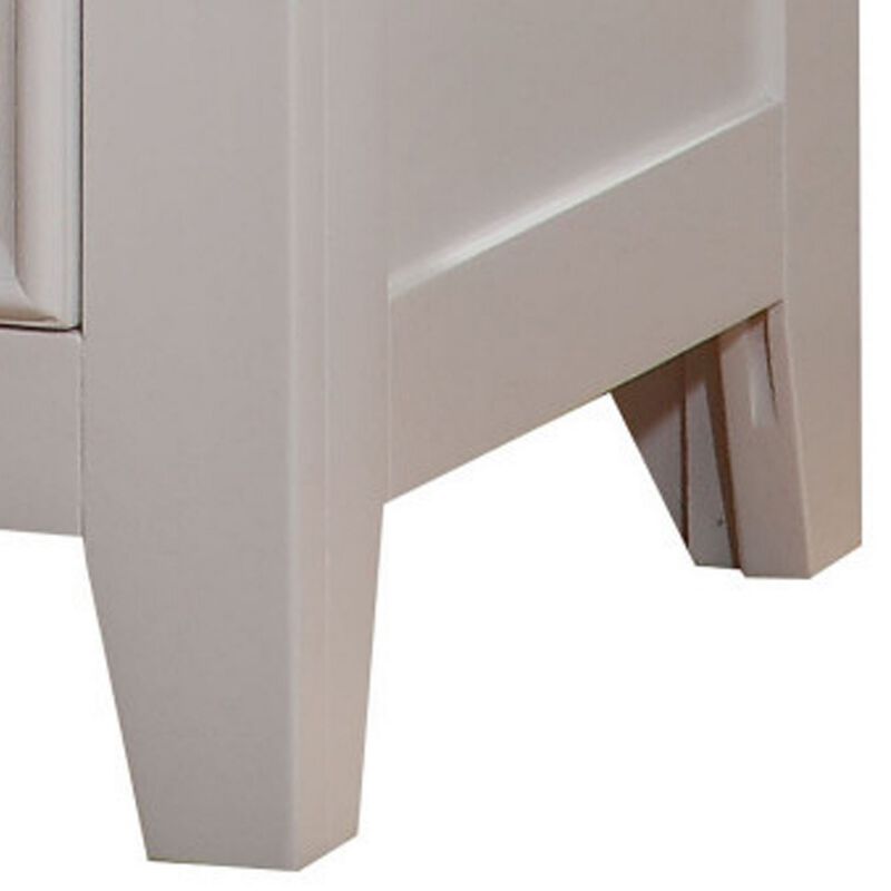 Contemporary Style Wood and Metal Nightstand with 2 Drawers, White-Benzara
