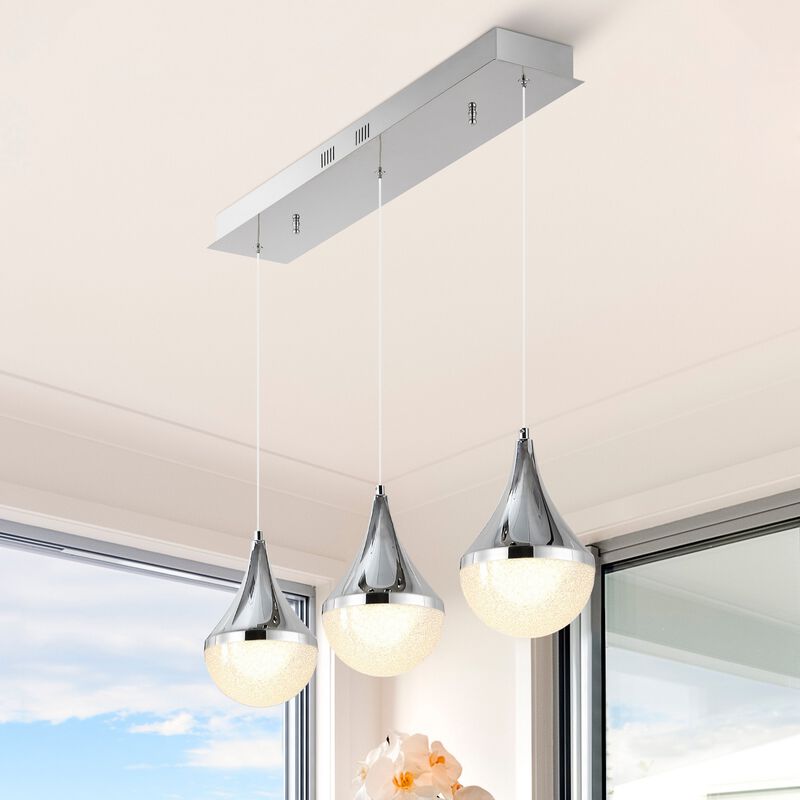 Elyse Teardrop Modern Mid Century Iron/Acrylic Integrated Linear LED Pendant