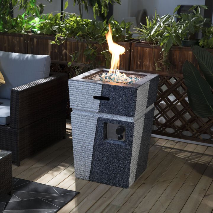 Mondawe Outdoor Concrete Fire Pit Column, Courtyard Gas Fire Pit